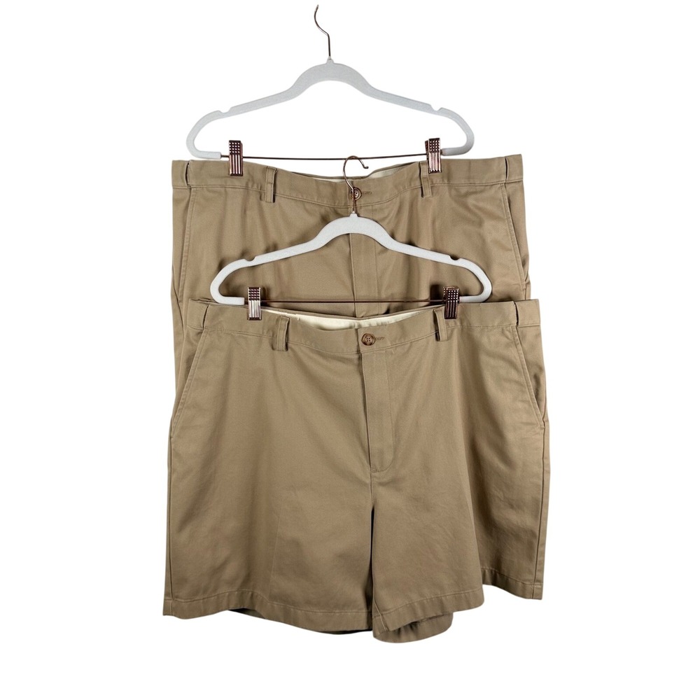 Lot of 2 LL Bean 42 Hidden Comfort Waist Chino Shorts Khaki Tan 267794 Double L‎